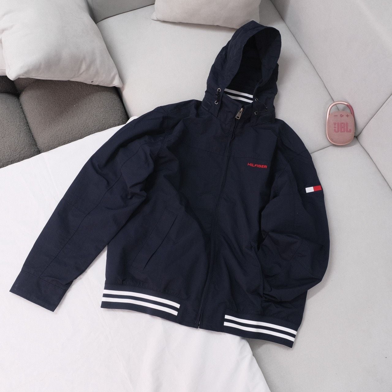  Áo Khoác Tommy Hilfiger Nylon Plain Logo Navy I 78J3041 410 Hàng Chính Hãng 