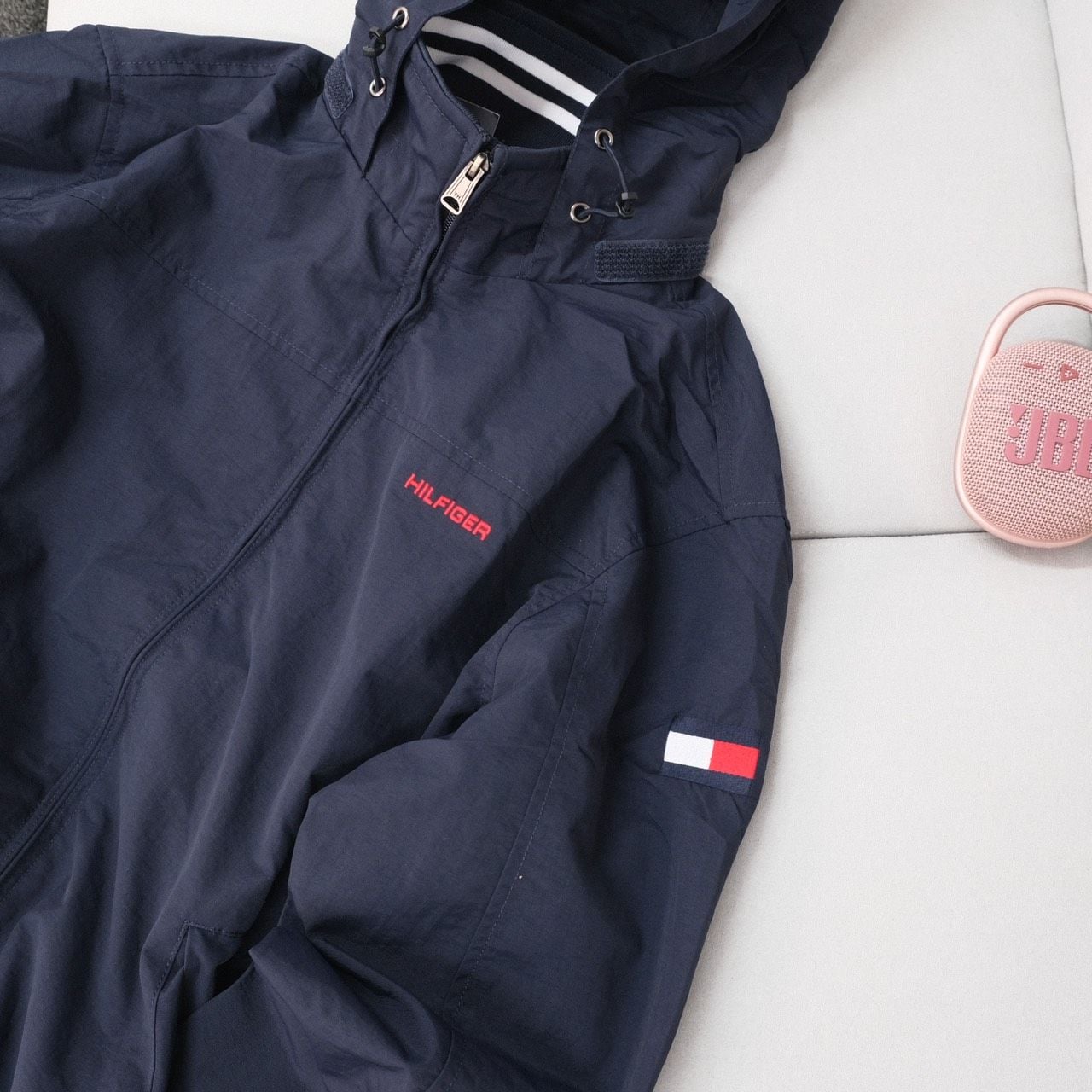  Áo Khoác Tommy Hilfiger Nylon Plain Logo Navy I 78J3041 410 Hàng Chính Hãng 