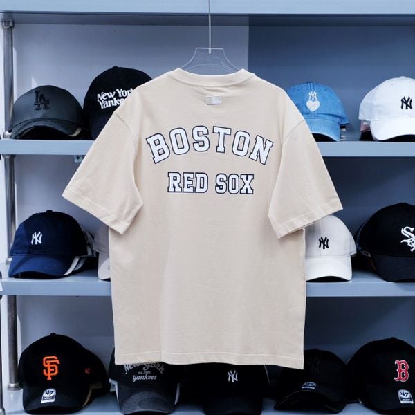  Áo Thun MLB Boston Red Sox Khaki Hàng Chính Hãng 3ATSV0533 
