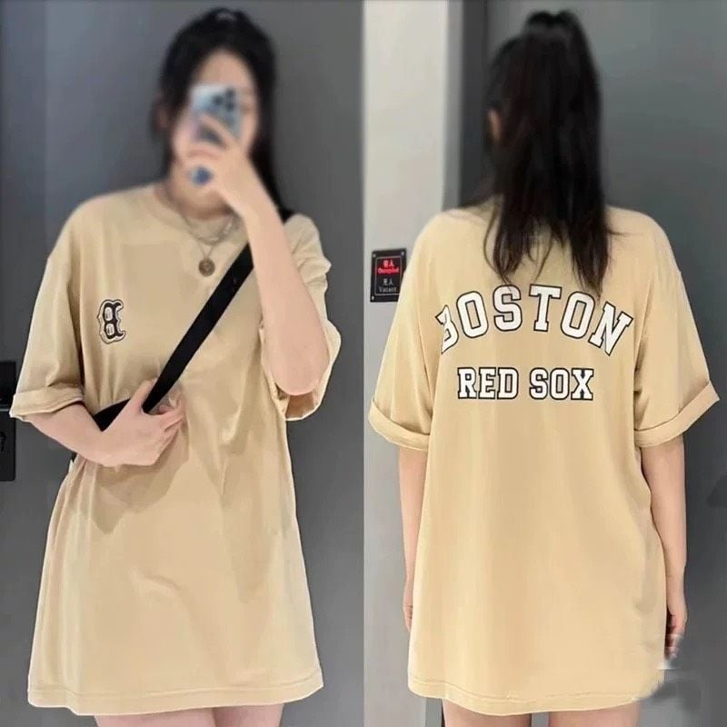  Áo Thun MLB Boston Red Sox Khaki Hàng Chính Hãng 3ATSV0533 