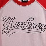  SALE - Áo Thun New Era Yankees Hồng Tay Đỏ Hàng Chính Hãng | 12554687 