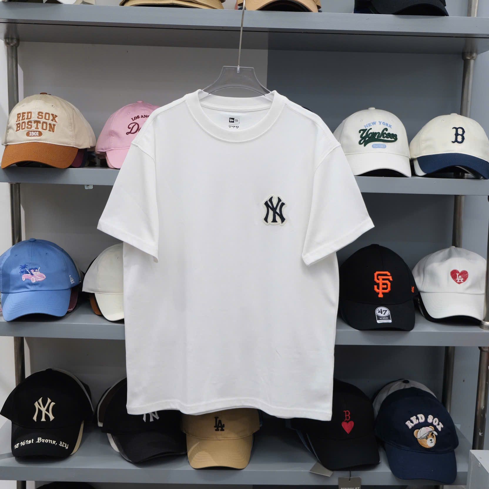 Pack Áo Thun New Era LOGO THÊU Màu Đen Trắng Hàng Chính Hãng