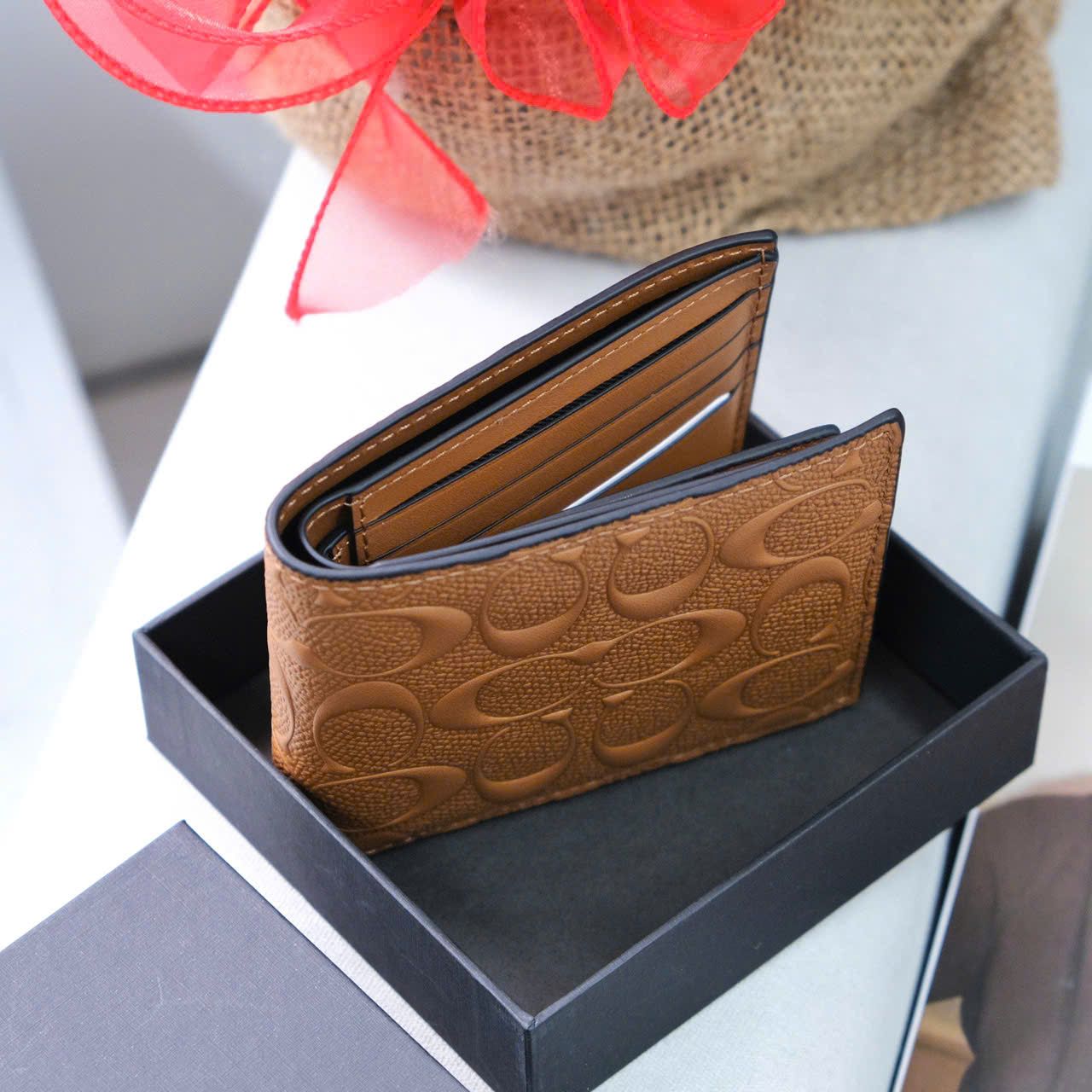  Ví Coach Da Nâu Logo Dập Nổi Hàng Chính Hãng | Fox Sneaker 