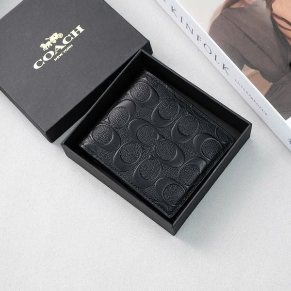  Ví Coach Da Đen Logo Dập Nổi Hàng Chính Hãng | Fox Sneaker 