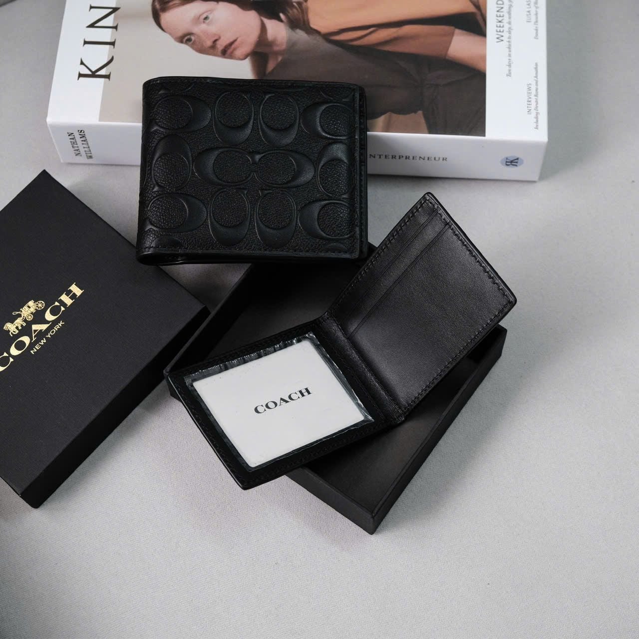  Ví Coach Da Đen Logo Dập Nổi Hàng Chính Hãng | Fox Sneaker 