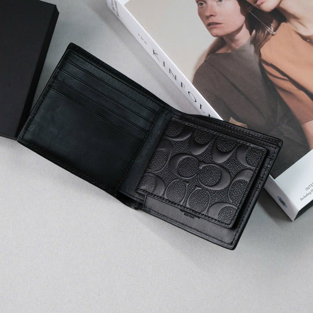  Ví Coach Da Đen Logo Dập Nổi Hàng Chính Hãng | Fox Sneaker 