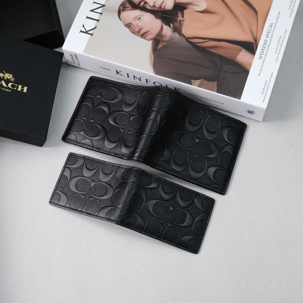  Ví Coach Da Đen Logo Dập Nổi Hàng Chính Hãng | Fox Sneaker 