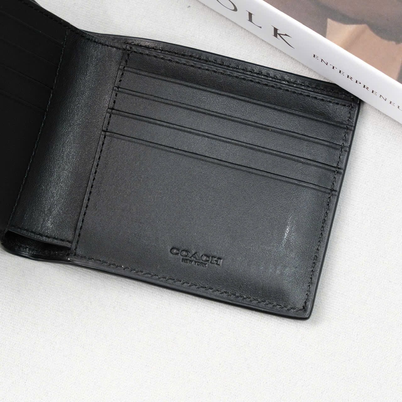  Ví Coach Da Đen Logo Dập Nổi Hàng Chính Hãng | Fox Sneaker 