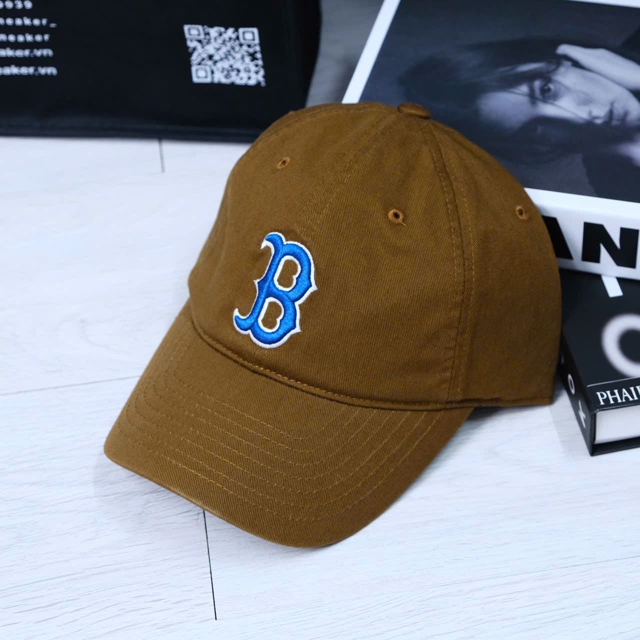  Nón MLB B Nâu Logo Thêu Màu Xanh NAVY Hàng Chính Hãng | Fox Sneaker 
