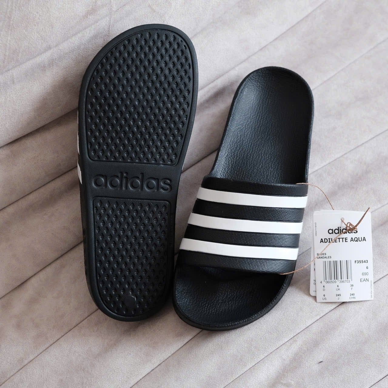  Dép Adidas Aqua Đen Sọc Trắng Hàng Chính Hãng F35543 