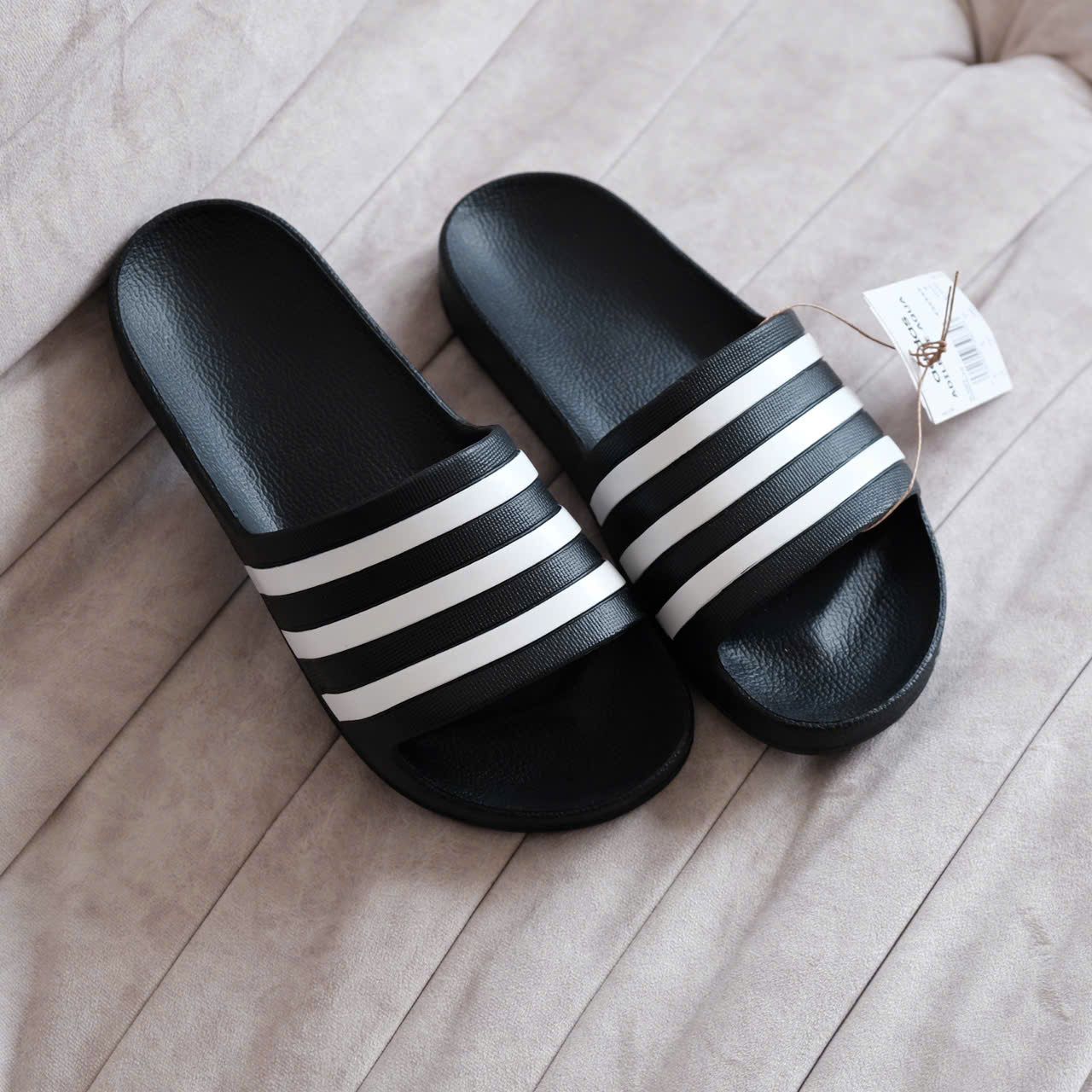  Dép Adidas Aqua Đen Sọc Trắng Hàng Chính Hãng F35543 