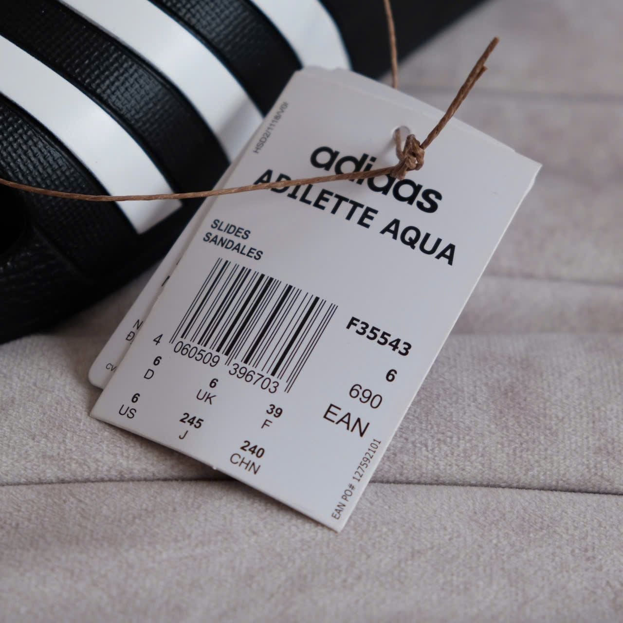  Dép Adidas Aqua Đen Sọc Trắng Hàng Chính Hãng F35543 