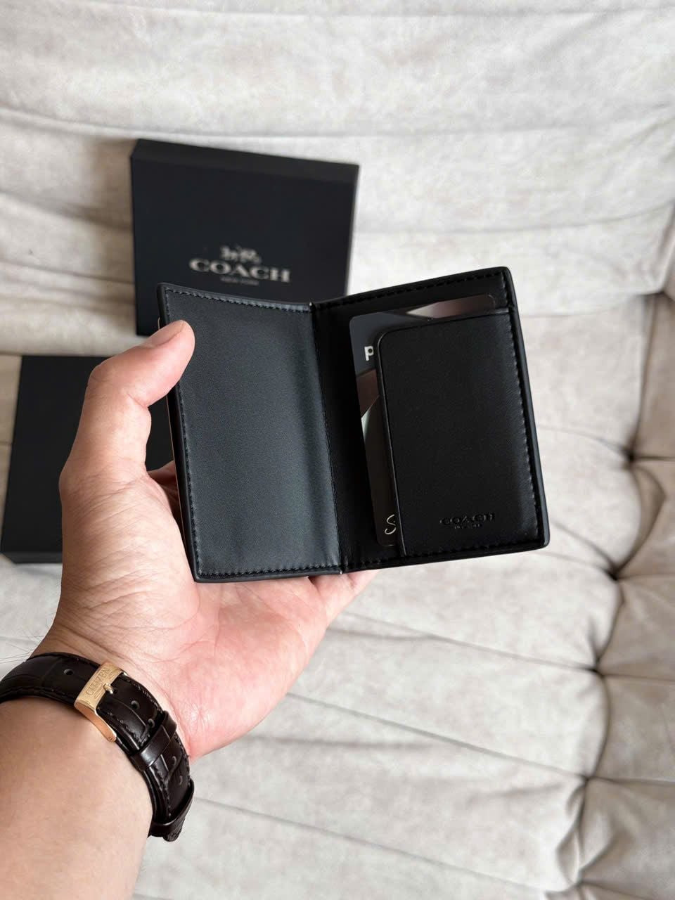  Ví Coach Nam Châm Mono Xám Hàng Chính Hãng | Fox Sneaker 