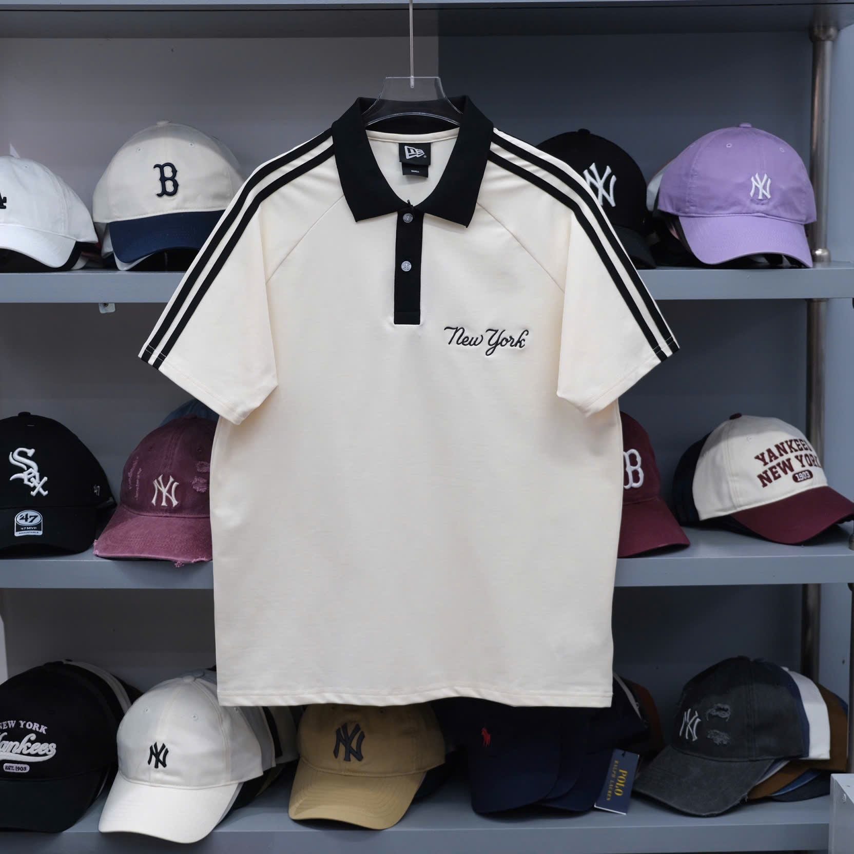  Áo Polo New York Kem 3 Sọc Hàng Chính Hãng 16548991 | Fox Sneaker 