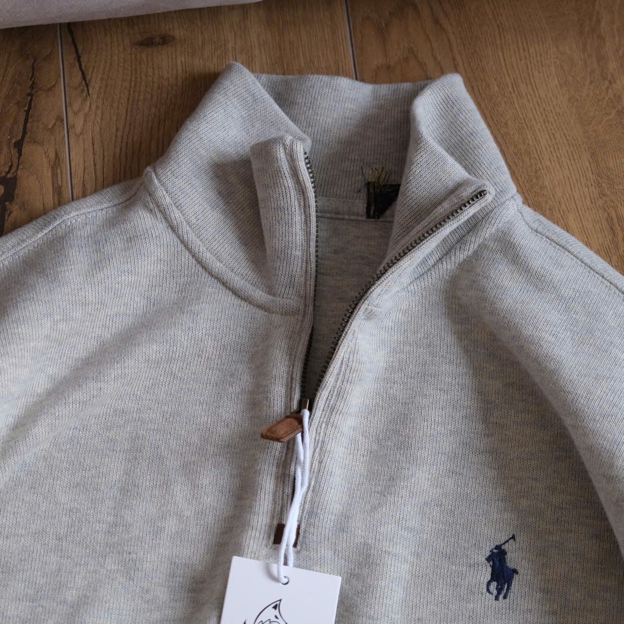  Half Zip Ralph Xám Nhạt Logo Navy Hàng Chính Hãng:  SP018803 | Fox Sneaker 