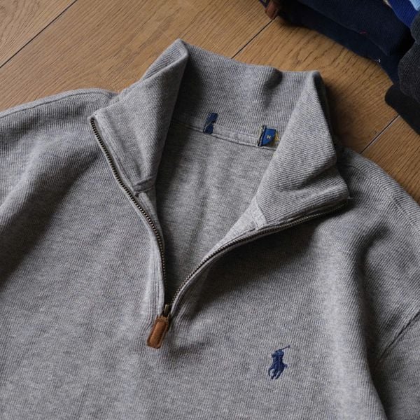  Half Zip Ralph Xám Logo Navy Hàng Chính Hãng  SP018785 | Fox Sneaker 