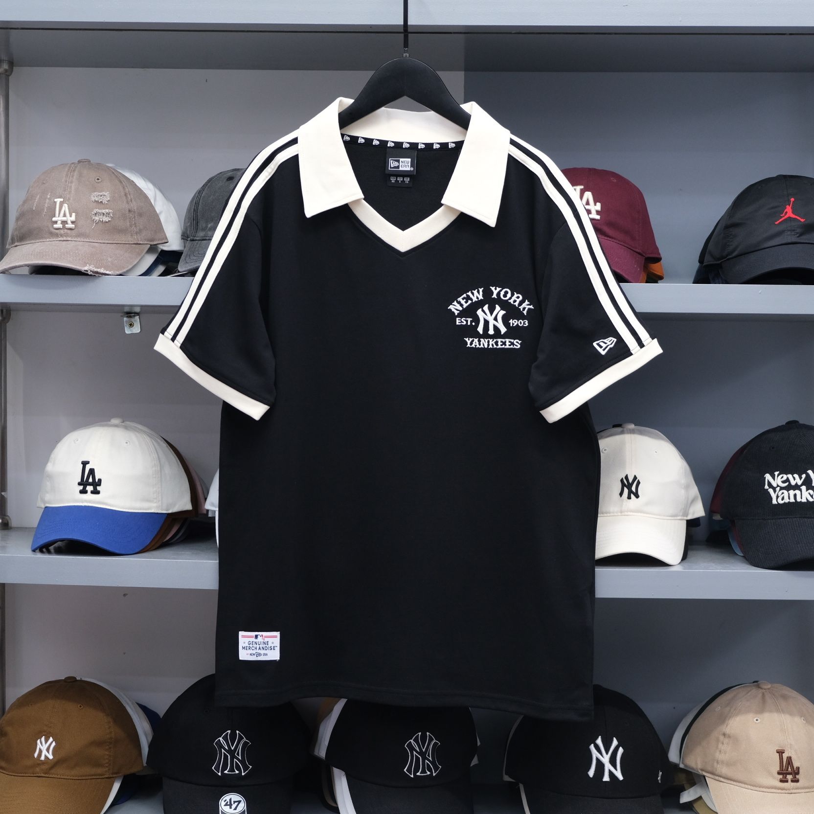 Polo Jersey Ny Đen Cổ Kem SS25 Hàng Chính Hãng 15488862 