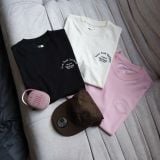  SALE - Áo Thun New Era  1 Pack 3 Áo Đen - Kem - Hồng Thêu Hàng Chính Hãng 