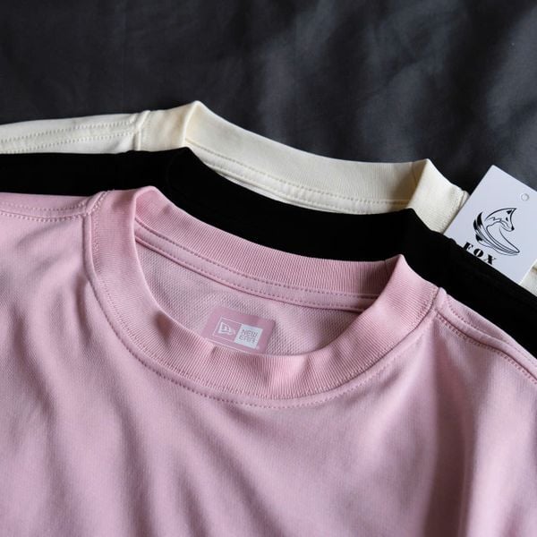  SALE - Áo Thun New Era  1 Pack 3 Áo Đen - Kem - Hồng Thêu Hàng Chính Hãng 