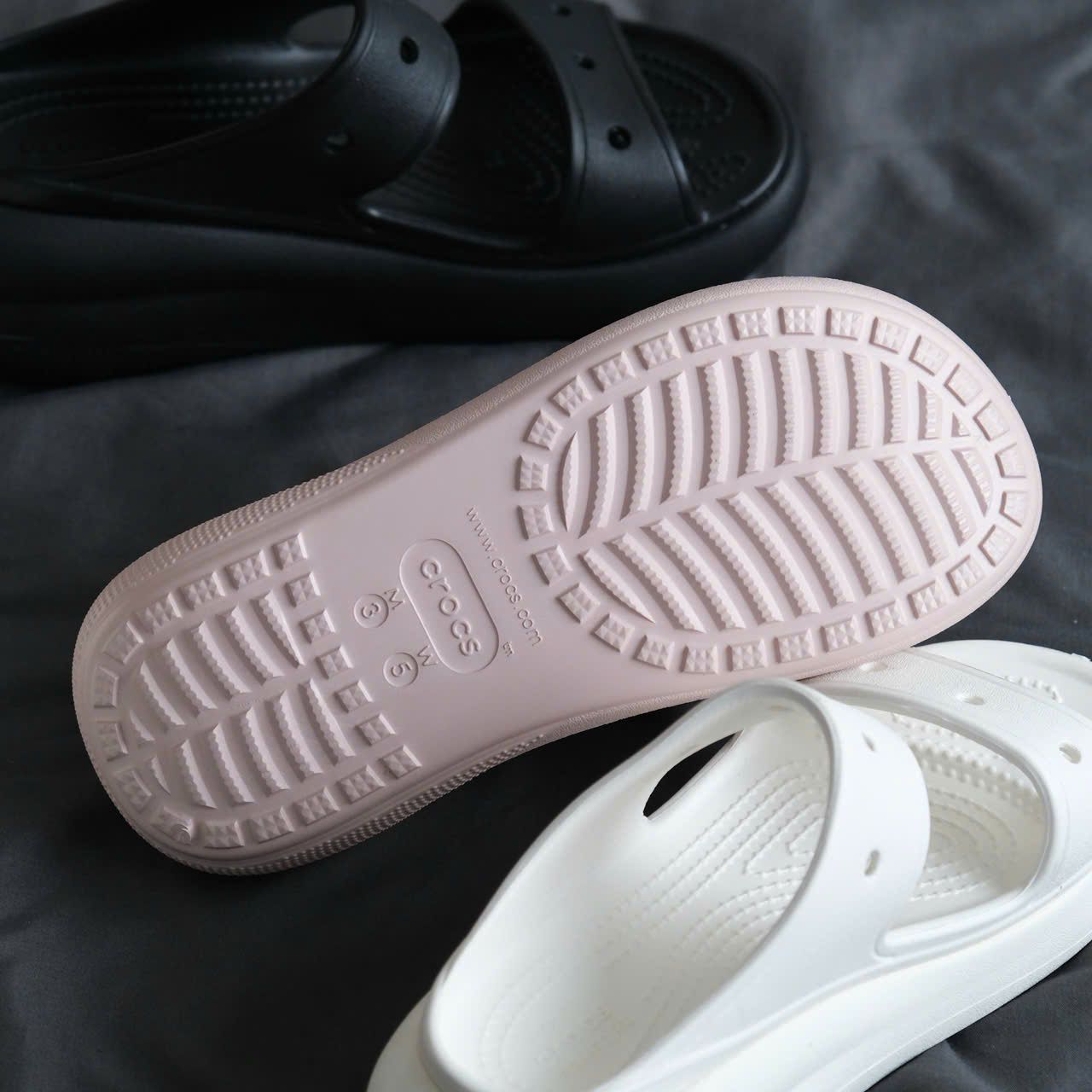  Dép Sandal Crush Classic 2 Quai Nữ Màu Trắng Đen Hồng Kem Đế Cao 7cm - Fox Sneaker 