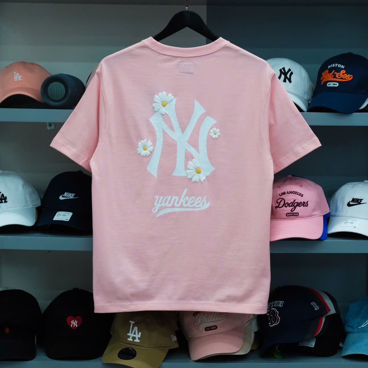  Áo Thun New Era Flower Hồng Logo In Phồng 100% Cotton Hàng Chính Hãng 13765215 