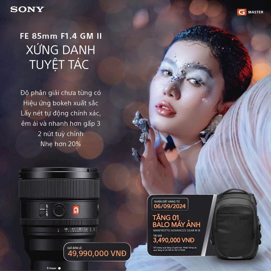 Ống Kính Sony FE 85 F1.4 GM ii mới chính hãng