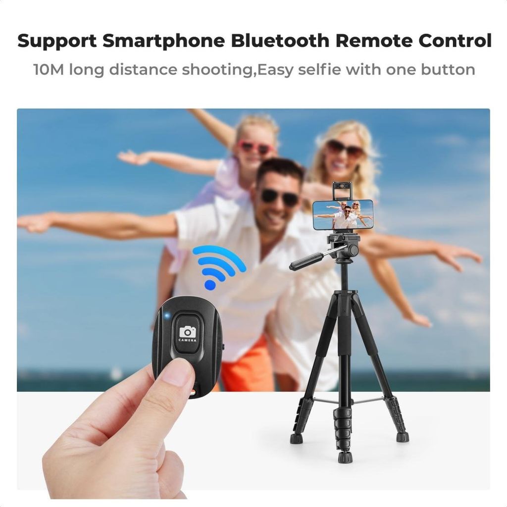 Chân máy ảnh có kẹp điện thoại và remote điện thoại K&Fconcept KF09.126