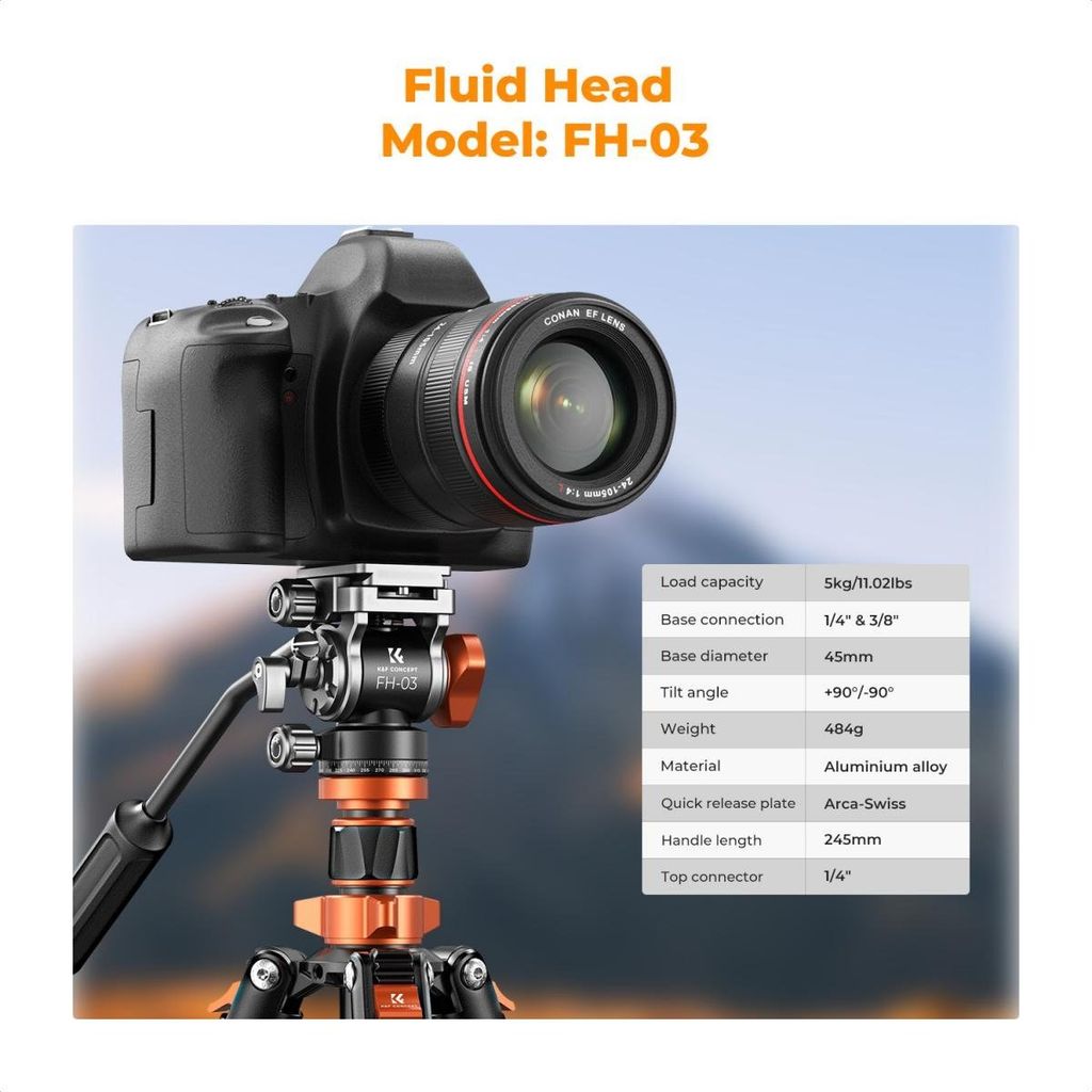 Chân máy ảnh K&Fconcept K234A7+FH-03 - KF09.136
