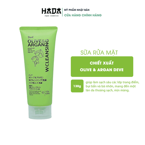 Sữa Rửa Mặt DEVE OLIVE & ARGAN Nhật Bản, Gel Rửa Mặt Dưỡng Ẩm, Làm Mềm Da.