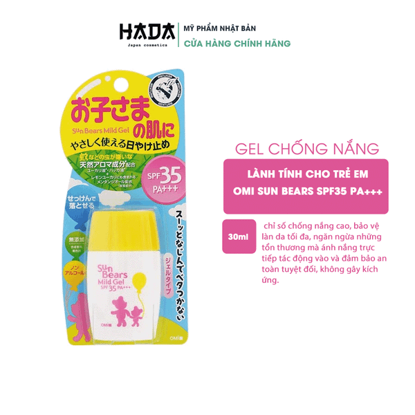 GEL CHỐNG NẮNG LÀNH TÍNH CHO TRẺ EM OMI SUN BEARS SPF35 PA+++