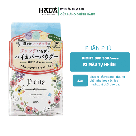 Phấn Phủ  Pidite  SPF 35PA+++ 02 Màu Tự Nhiên Nhật Bản 22G
