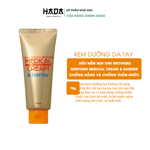 Kem dưỡng da tay siêu mềm mịn Omi Brothers Menturm Medical Cream & Barrier chống nắng và chống thấm nước 70g
