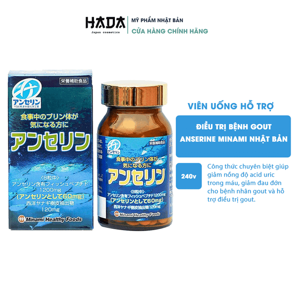 Viên Uống Hỗ Trợ Điều Trị Bệnh Gout Anserine Minami Nhật Bản 240 viên