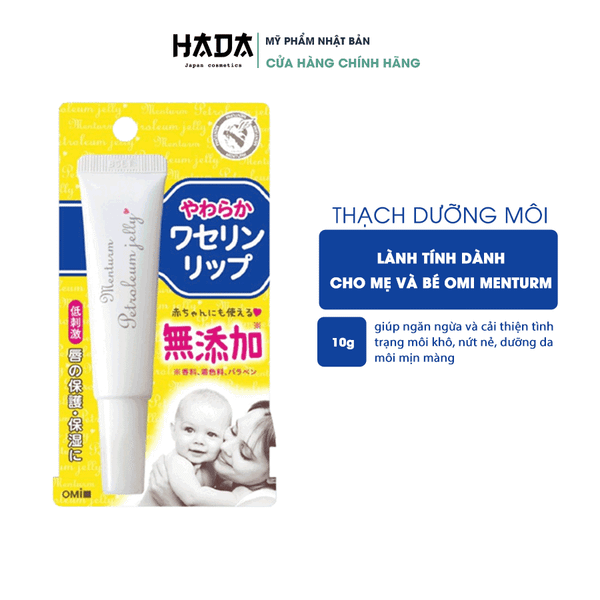 THẠCH DƯỠNG MÔI LÀNH TÍNH DÀNH CHO MẸ VÀ BÉ OMI MENTURM 10G