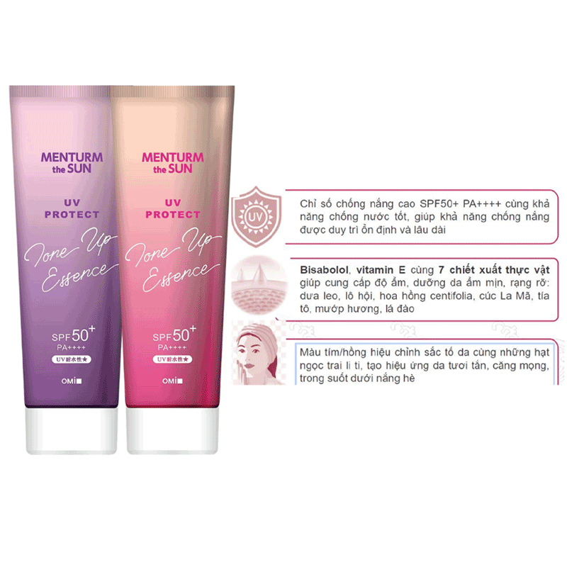 TINH CHẤT CHỐNG NẮNG NÂNG TONE TRẮNG HỒNG TỰ NHIÊN MENTURM 80G
