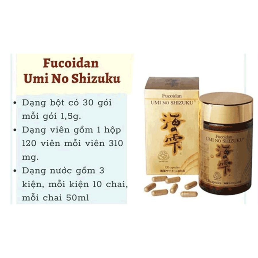 Fucoidan Umi No Shizuku Hỗ Trợ Điều Trị Ung Thư Nhật Bản hộp vàng 120 viên