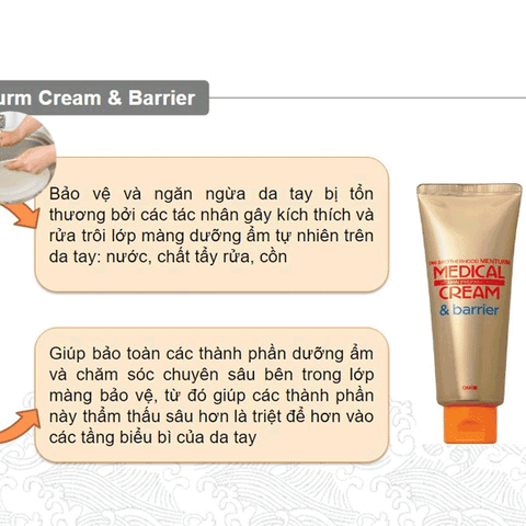 Kem dưỡng da tay siêu mềm mịn Omi Brothers Menturm Medical Cream & Barrier chống nắng và chống thấm nước 70g