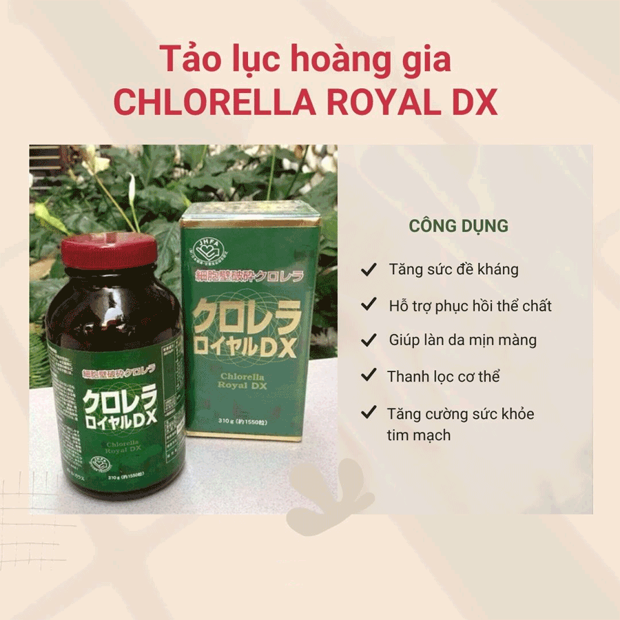 Tảo Xoắn Chlorella Royal DX Nhật Bản - Tảo Lục 1550 Viên 310g