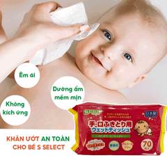 KHĂN ƯỚT LAU TAY VÀ MIỆNG CHO BÉ S SELECT NHẬT BẢN
