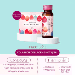 Collagen dạng nước Cola-rich Collagen Shot Q'sai Nhật Bản Hộp 10 lọ 50ML