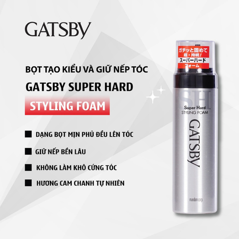 Bọt tạo kiểu tóc Gatsby Wet & Hard Styling Foam 185g
