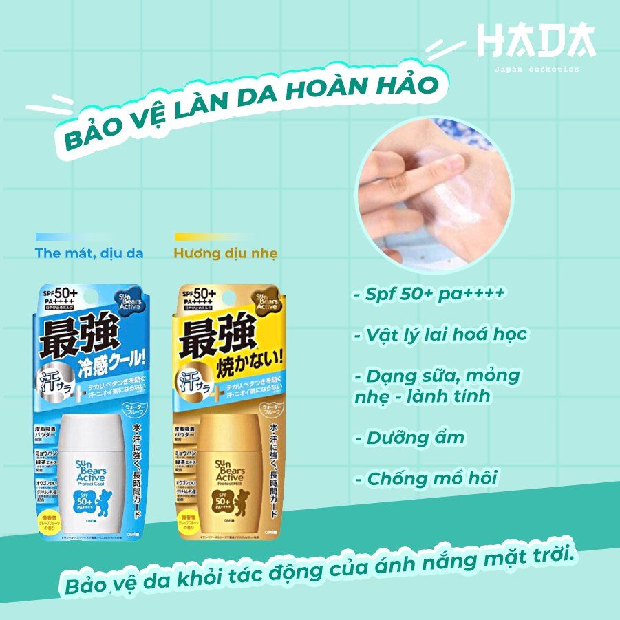 KEM CHỐNG NẮNG CHỐNG THẤM NƯỚC, LÂU TRÔI OMI SUNBEARS SPF 50+ PA++++