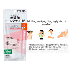 TINH CHẤT CHỐNG NẮNG NÂNG TONE SÁNG HỒNG DÀNH CHO DA NHẠY CẢM OMI VERDIO SPF50+ PA++++ 50G ( NHÃN HỒNG)