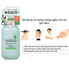 GEL CHỐNG NẮNG DƯỠNG ẨM CHO DA NHẠY CẢM OMI VERDIO SPF50+ PA++++ CHAI VÒI NHÃN XANH 220G