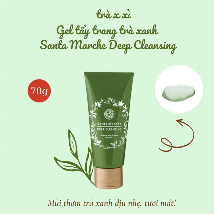Gel tẩy trang trà xanh nhật bản santa marché green tea deep cleansing 70g