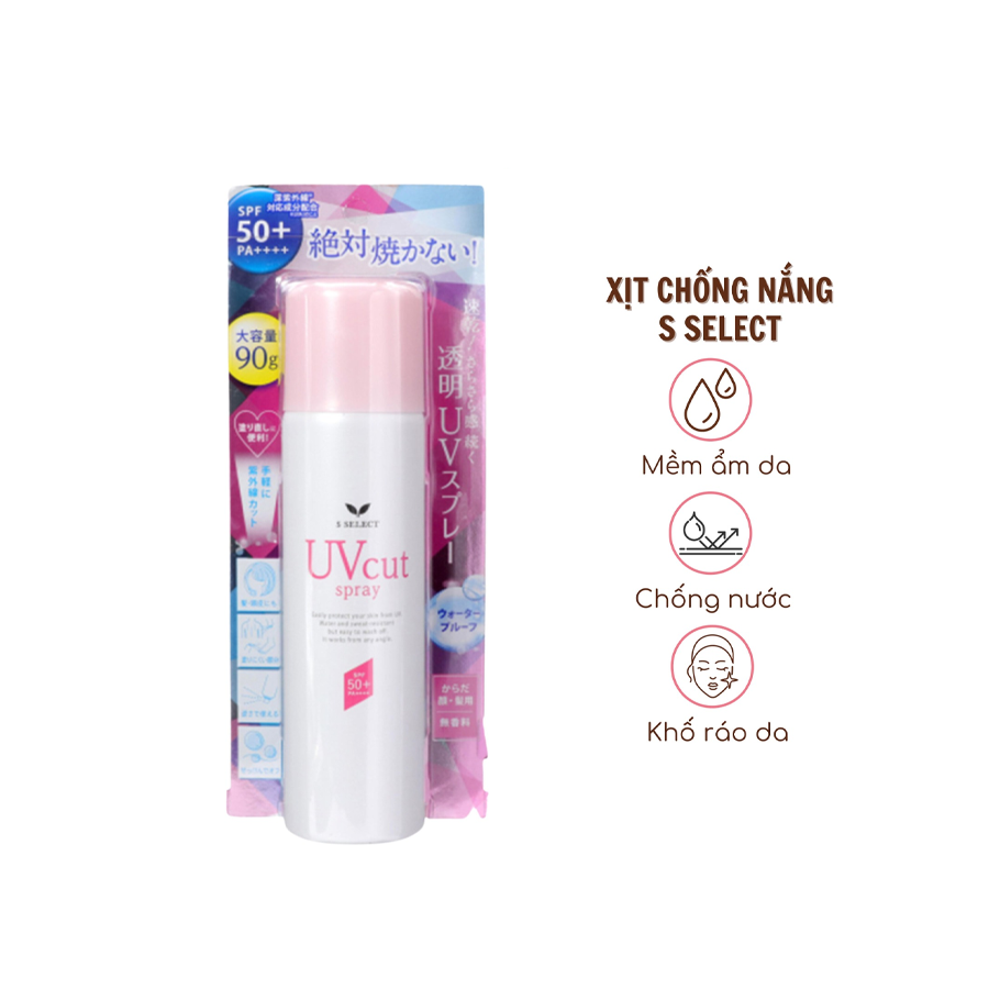Xịt chống nắng chống nước, dưỡng da S Select UV Cut Spray SPF50+ PA++++ 90g