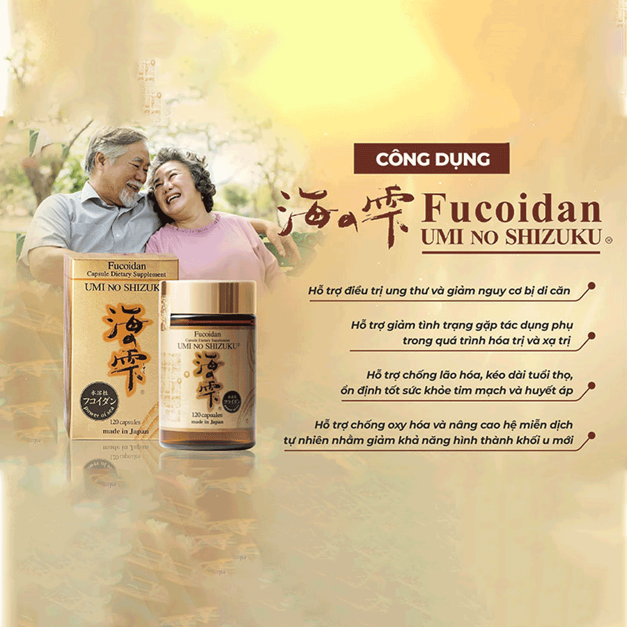 Fucoidan Umi No Shizuku Hỗ Trợ Điều Trị Ung Thư Nhật Bản hộp vàng 120 viên