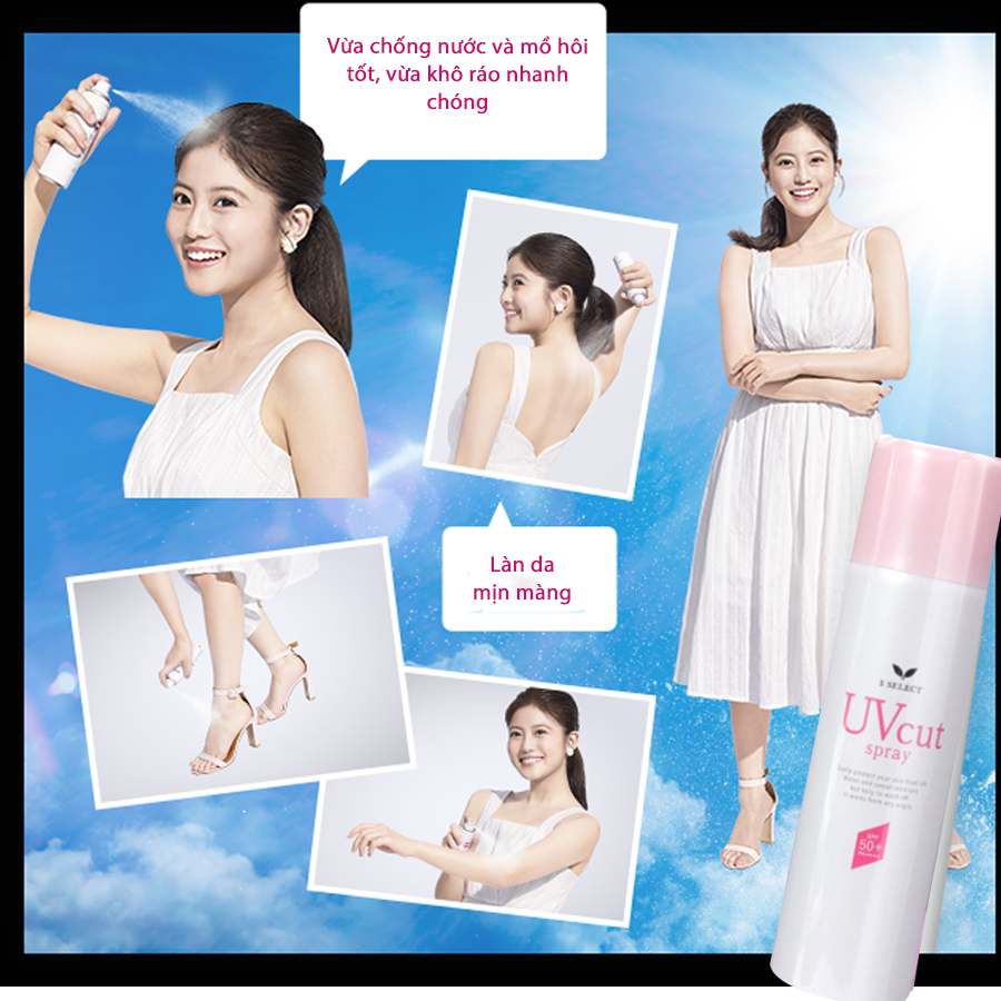 Xịt chống nắng chống nước, dưỡng da S Select UV Cut Spray SPF50+ PA++++ 90g