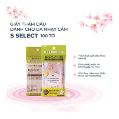GIẤY THẤM DẦU DÀNH CHO DA NHẠY CẢM 100% TỪ NGUYÊN LIỆU TỰ NHIÊN S SELECT NHẬT BẢN (100 TỜ/GÓI)