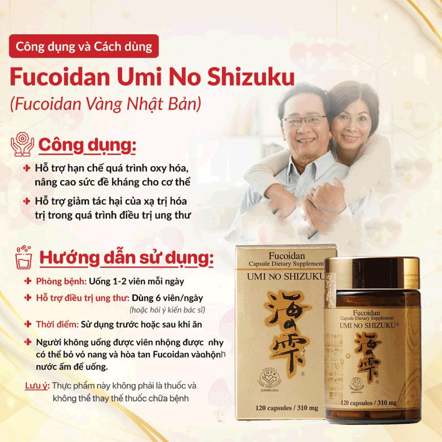 Fucoidan Umi No Shizuku Hỗ Trợ Điều Trị Ung Thư Nhật Bản hộp vàng 120 viên